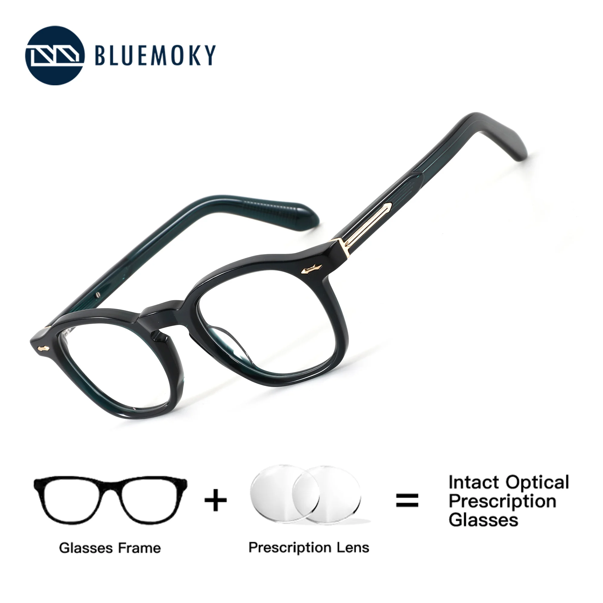 

BLUEMOKY Square Acetate Prescription Glasses Men Photochromic Anti Blue Light Myopia Optical Glasses with Recipe