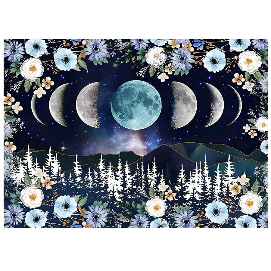 Moonlit flower Garden diamond painting cross stitch Moon Phase Surrounded 5D DIY diamond mosaic abstract moon home decoration