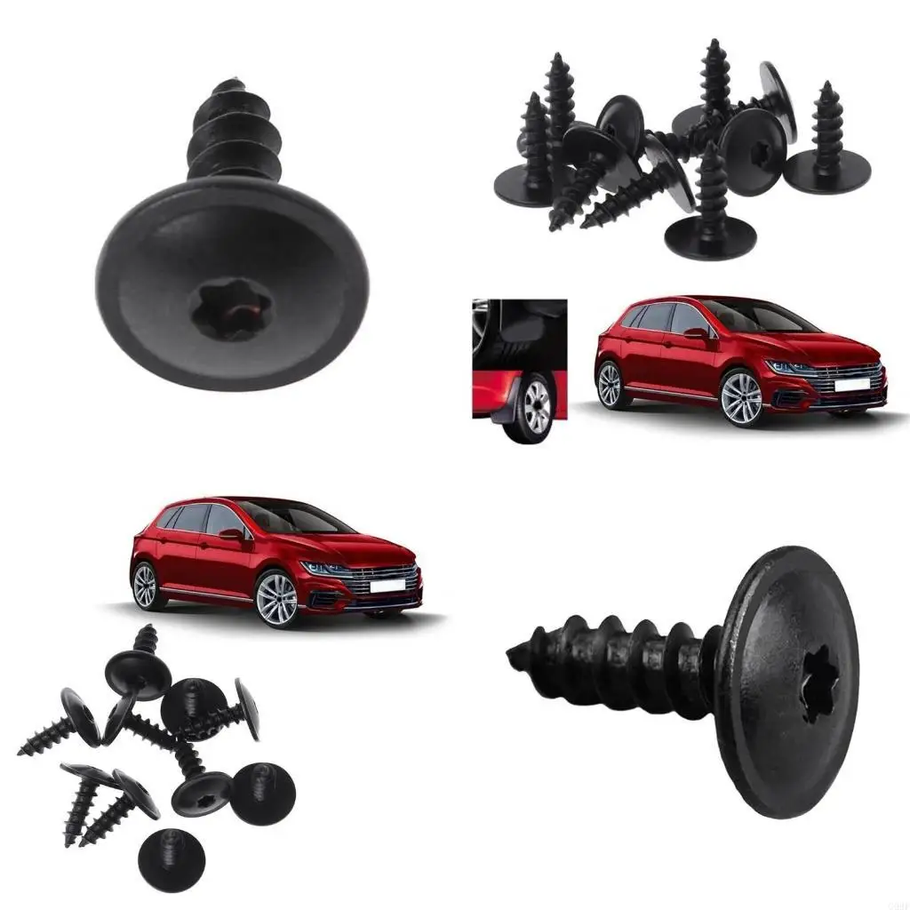 

G99F 20/30Pcs Car Body Screw Metal Tapping Screw Rivet Black Fastener Bolt Black Torx Screw