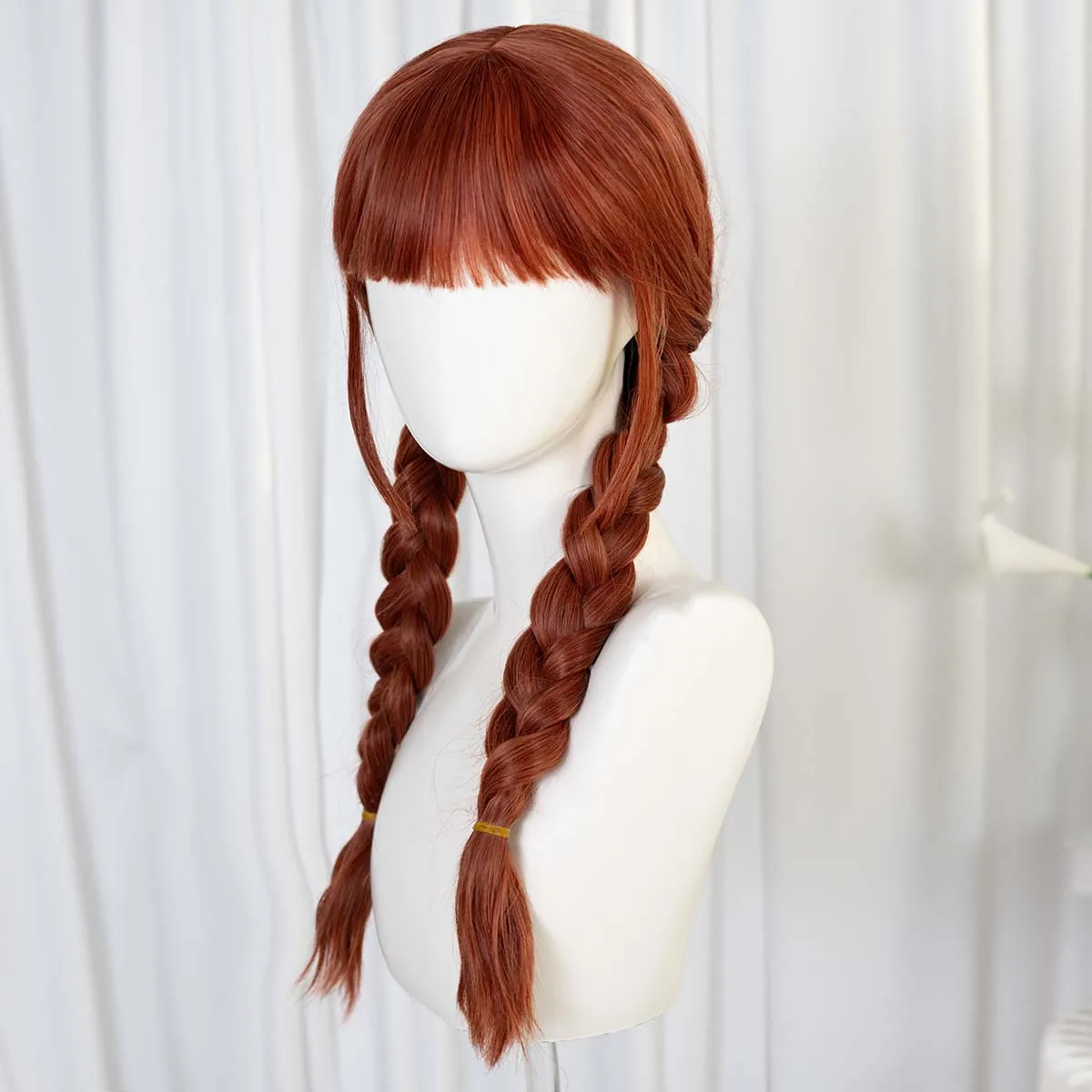 Dames Meisjes Halloween Carnaval Feestkleding Rekwisieten Agnes Cosplay Dubbele vlechten Bruin haar