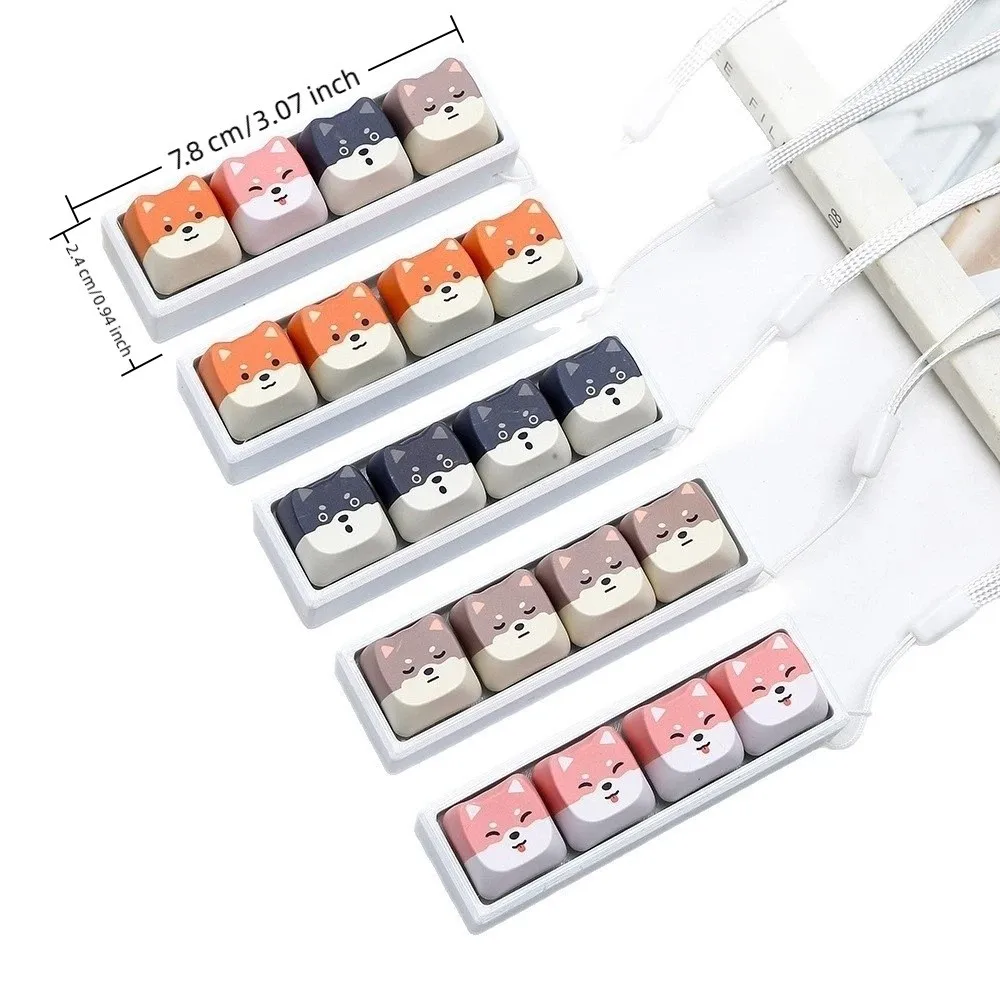 4 Keys Mechanical Keycap Keychain Lightweight Portable Finger Press Keyring Pinch Design Cat Shape Finger Press Keycap Keychain view 6