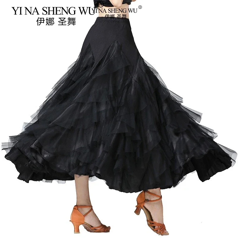 Abito da Flamenco Spagnolo per Donna, Gonna Lunga Ampia per Danza da Sala, Valzer, Salsa, Tango, Costume Professionale da Palcoscenico
