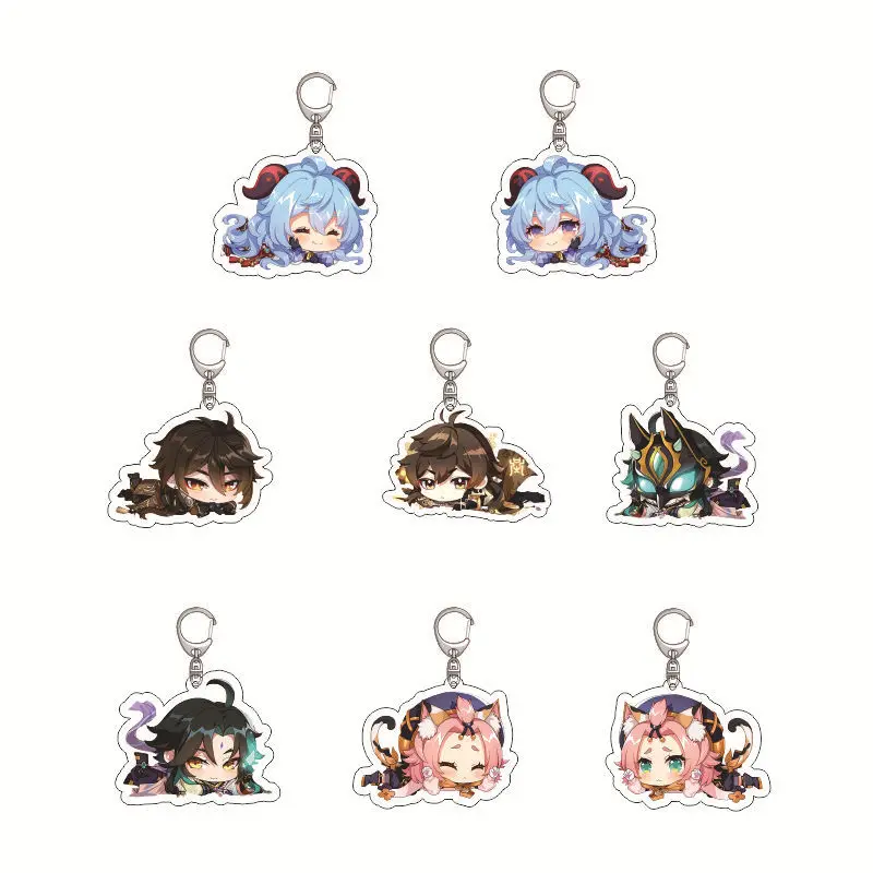 원신 임팩트 아크릴 키체인 애니메이션 상품 케칭 파이몬 바바라 학교 창의적 펜던트 모바일 게임 액세서리 재고 있음