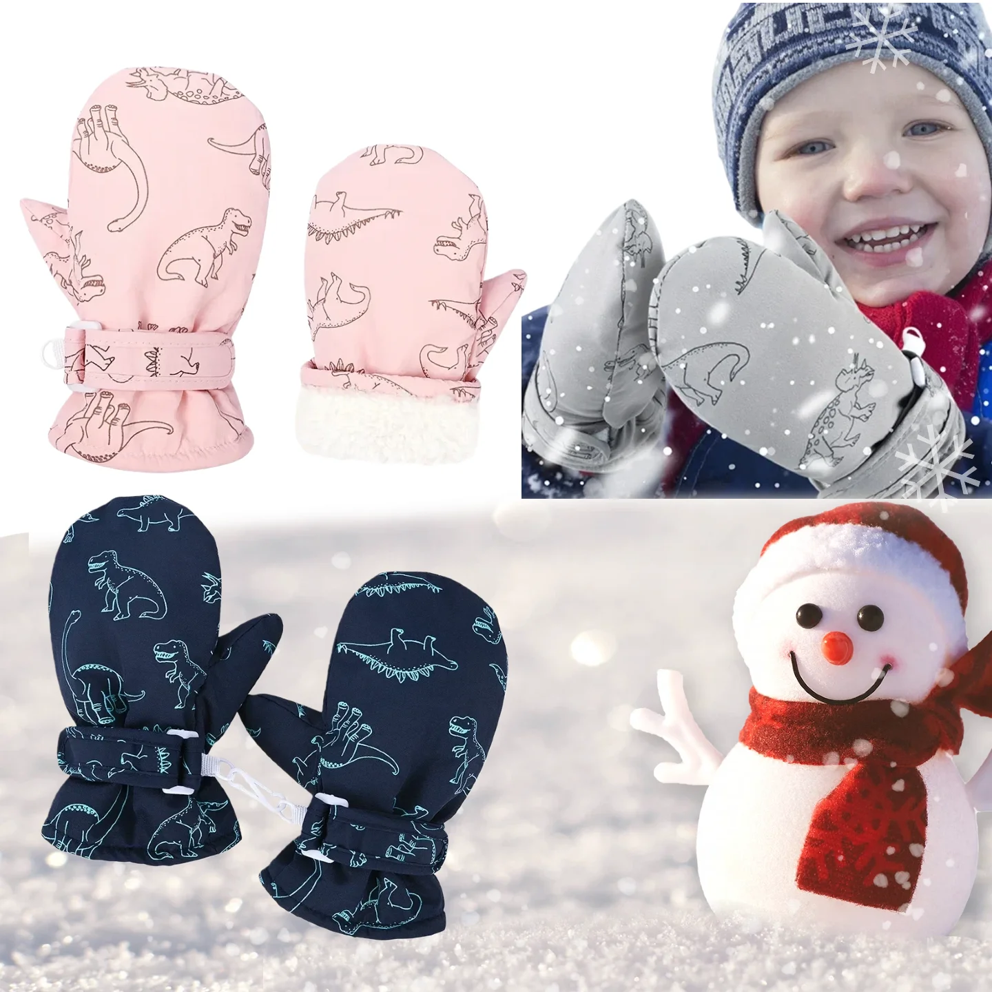 

Plush Thick Warm Baby Gloves Winter Windproof Ski Velvet Mittens Children Kid Fleece Full Finger Gloves For 0-4Y Kids Gloves