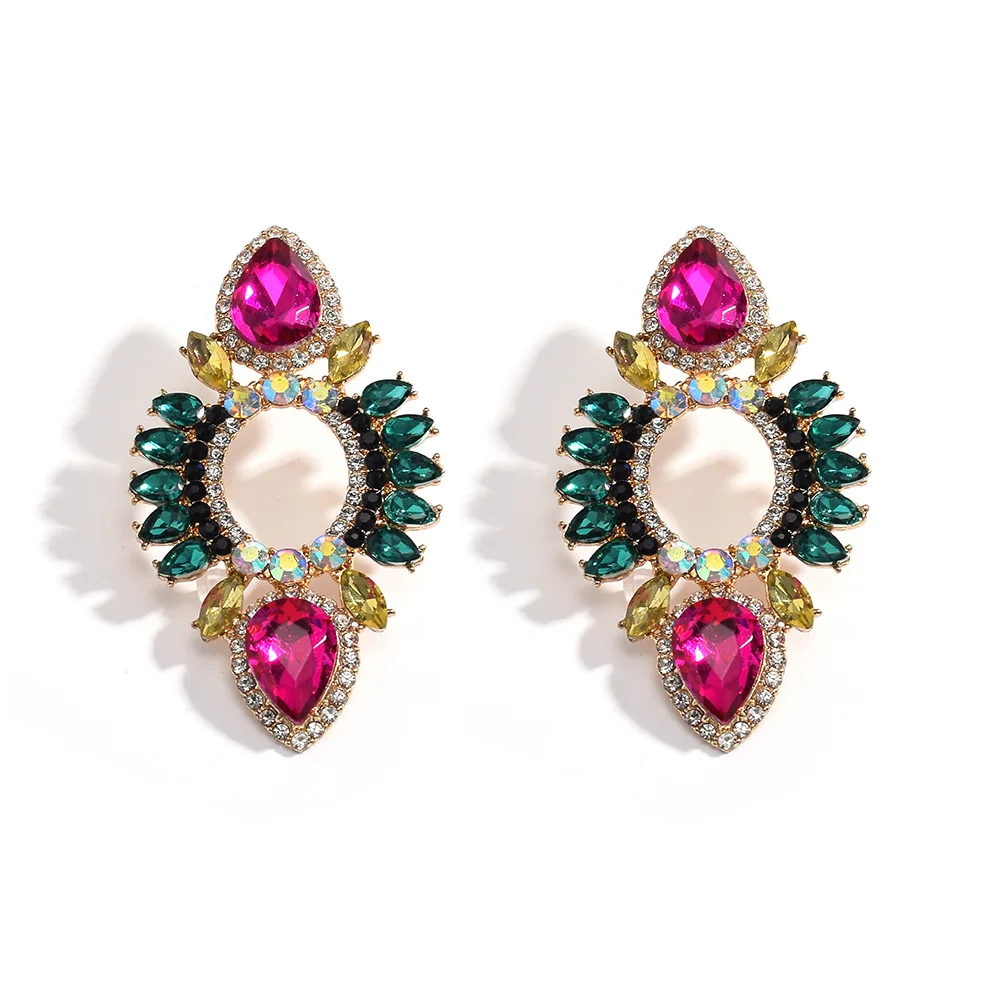 Elegant light luxury diamond-set geometric earrings women's cross-border rhinestone earrings fashion trend temperament versatile