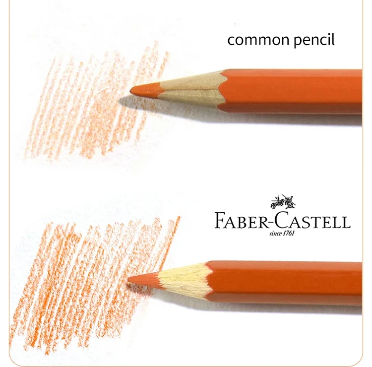 Faber Castell 5 Stück farbige Buntstifte mit 4 mm Kern, wasserlöslicher und öliger Bleistift zum Zeichnen von Künstlern, Skizzieren, Porträt, Kunstbedarf – Detail 6