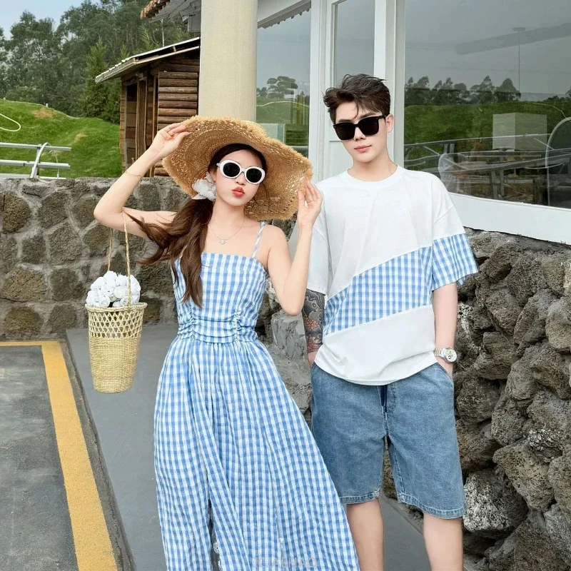 Korean Sister Brother Clothes Coat Dad Son Tee Shirt Mother Daughter Holiday Dress Family Vacation Matching Outfits for Couples