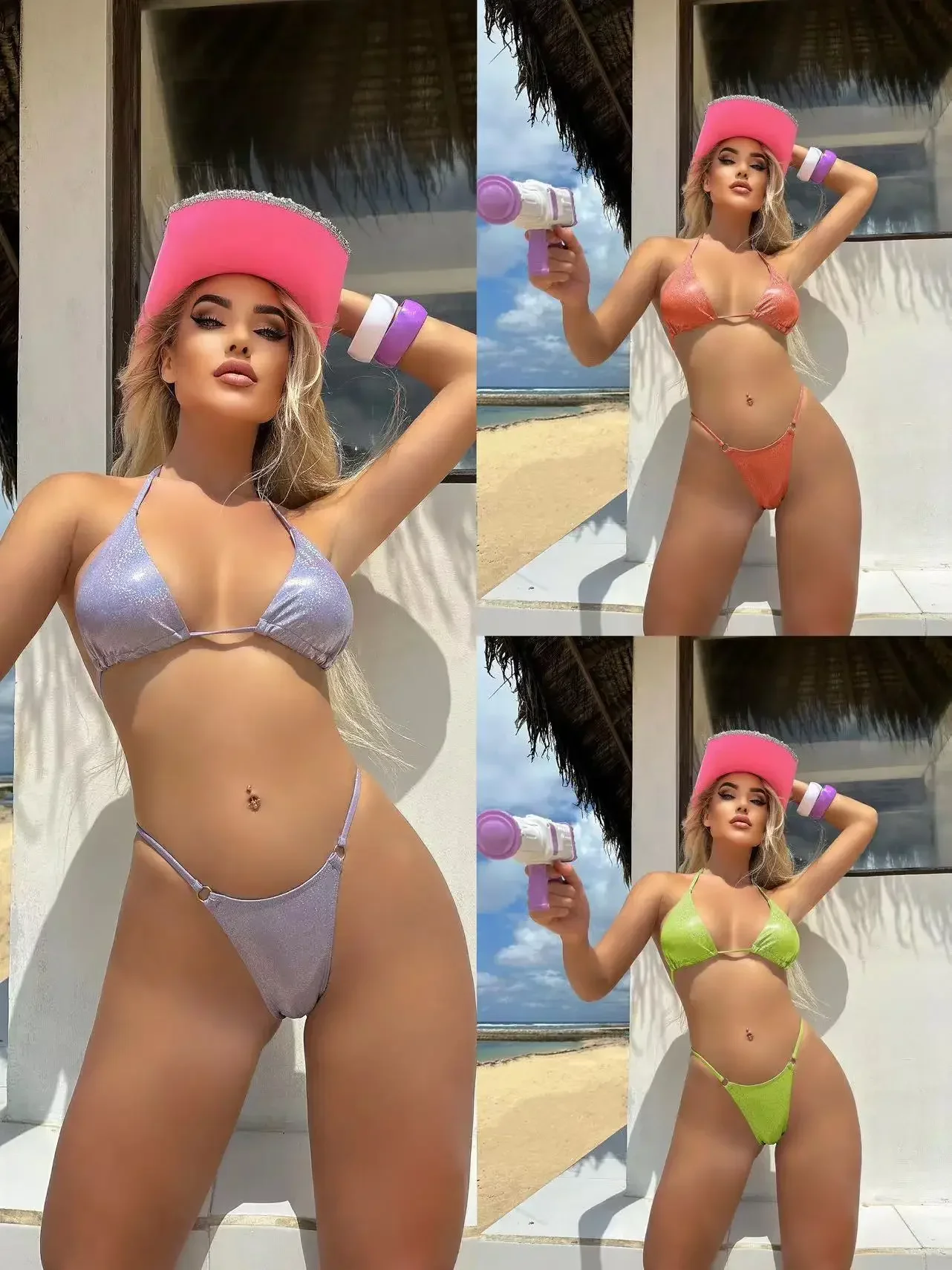 

2024 New Women's Bikini Split Shiny Fashion Holiday Swimsuit