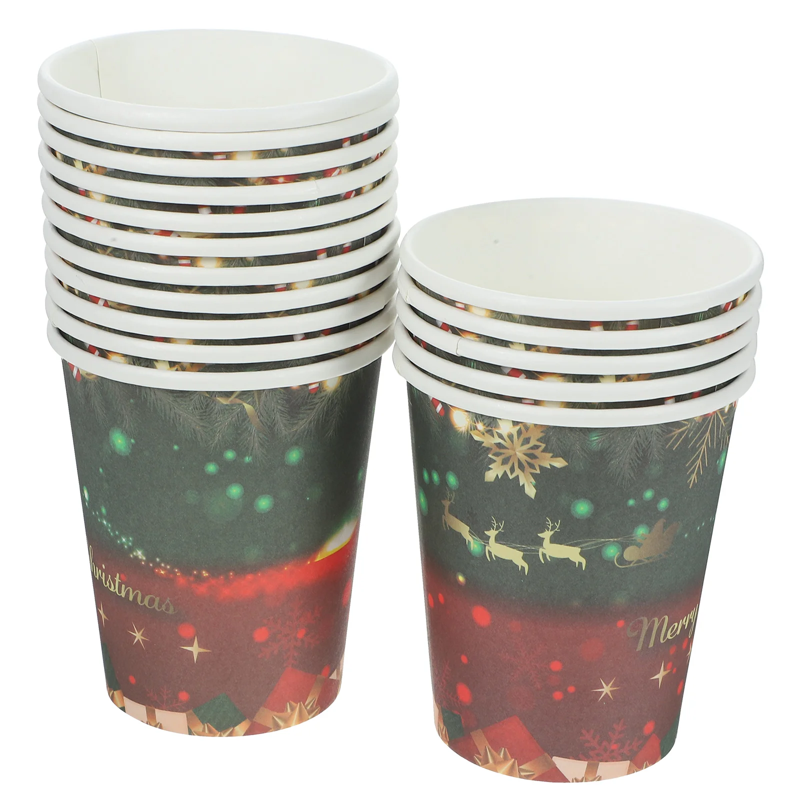 Holiday Paper Cups Christmas Themed Party Supplies Disposable Water Mugs Office