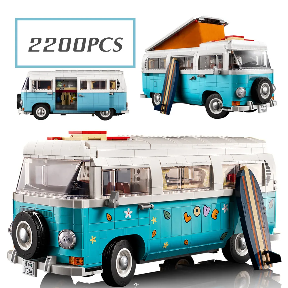 In Stock The T2 Camper Car Van Model Building Blocks Compatible 10279 DIY Bricks Toys for Children Christmas Birthday Gift