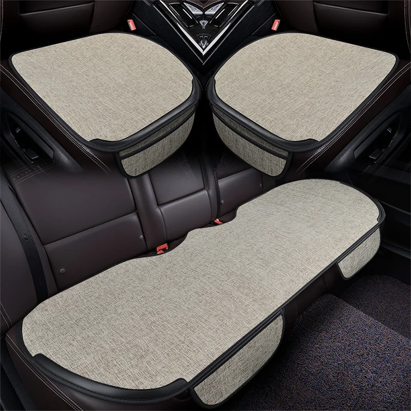 Summer Flax Car Seat Cover Front Rear Full Set Choose Auto Seat Cushion Linen Fabric Seat Pad Protector Car Interior Accessories