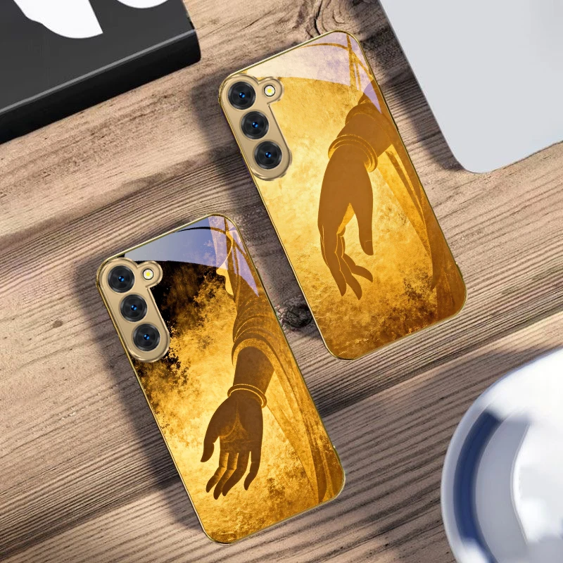 Golden Picking Fingers For Samsung Galaxy S26 S20 FE S21 S22 S23 Plus S24 Ultra 25Ultra S21+ S9 S22 S8 Golden glass phone case