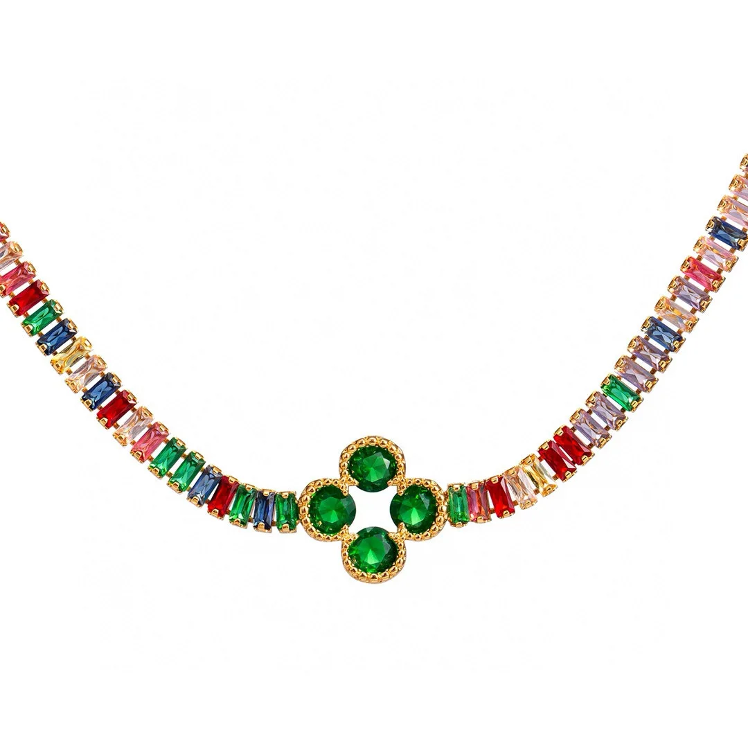 مجموعة مجوهرات CHHC للنساء، قلادة وسوار دوبامين فاخرة لعام 2026، سلسلة كوبية زركونيا ملونة جمالية #2