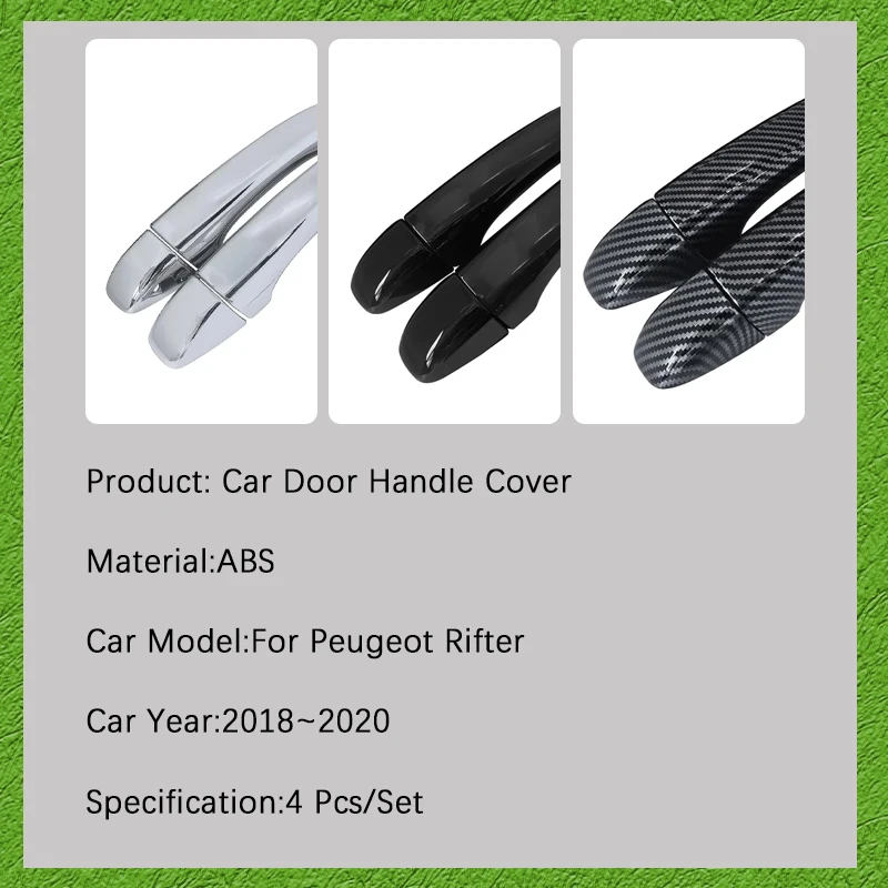 Car Door Handle Cover Fit For Peugeot Rifter Partner 2018 2019 2020 Scratchproof Chromium Styling Exterior Part Auto Accessories