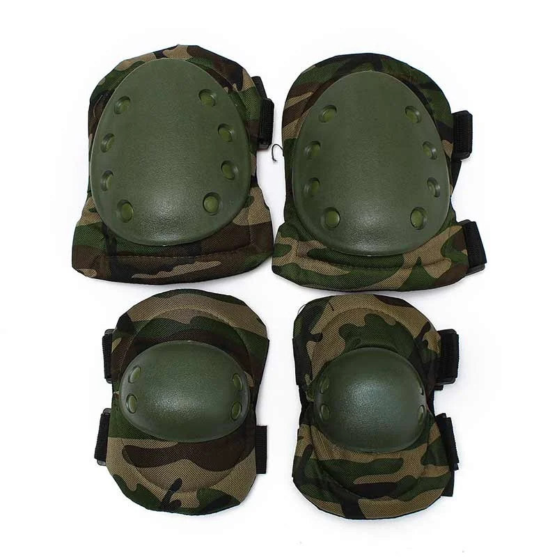 

Adults 4Pcs Outdoor Sports Tactical Knee Elbow Protective Pads Skating Skiing Climbing with Mesh Carry Case Woodland camo 4Pcs