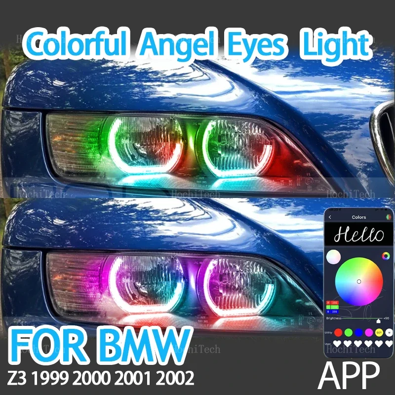 

RGB красочный динамический свет Angel Eyes Rings Led APP управление DRL указатель поворота для BMW Z3 1999 2000 2001 2002
