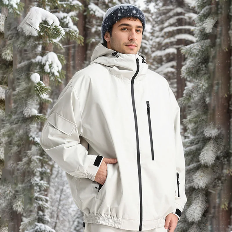 

New Men's Loose Hooded Single Double Board Windproof Waterproof Breathable Work Wear Skiing Clothes Women's Outerwear Jackets