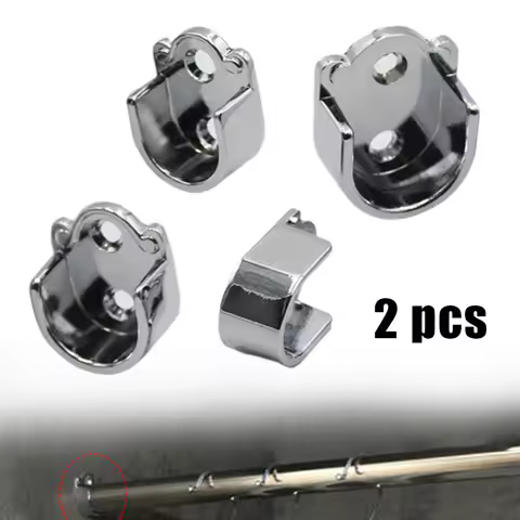 2 Pcs Wardrobe Bracket Heavy Duty Rod Socket Flange Rod Holder Closet Rod End Support U Shaped Rail Support Furniture Hardware