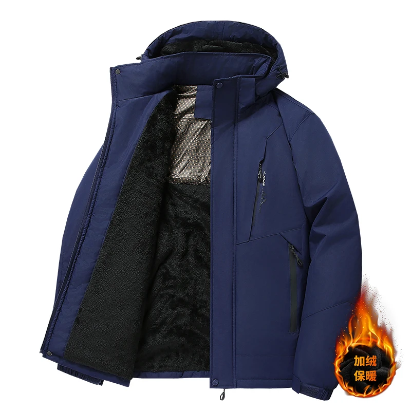 2024 winter cotton-padded men loose casual storm jacket trend hooded sports bread suit graphene heating thickened warm coat