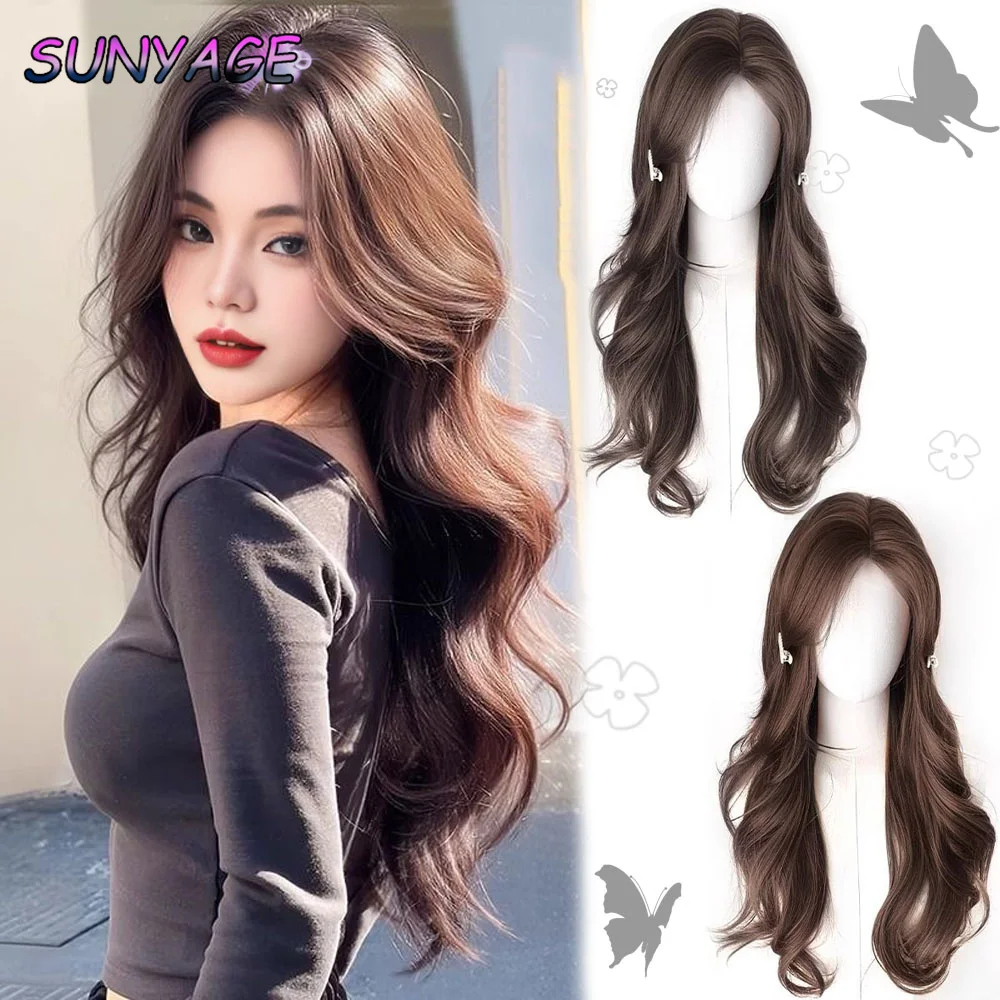 Synthetic Wig Women's With Long Curly Hair To Increase Hair Volume And Fluffy Daily Eight-character bangs replacement piece Wig