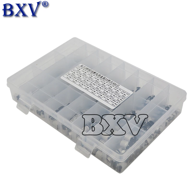 1uF~1000uF 6.3V-50V 400Pcs 24Value Pumuddsy SMD Aluminum Electrolytic Capacitors Assortment Kit + Box