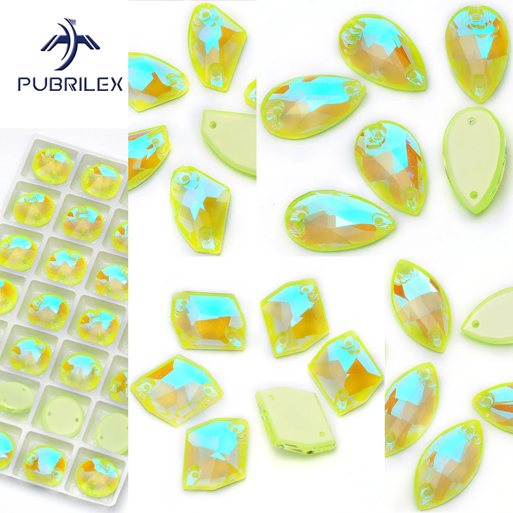 

PUBRILEX электрический желтый DeLite Mix пришивные кристаллы с плоской задней частью стразы товары для искусства и рукоделия стеклянные стразы для одежды