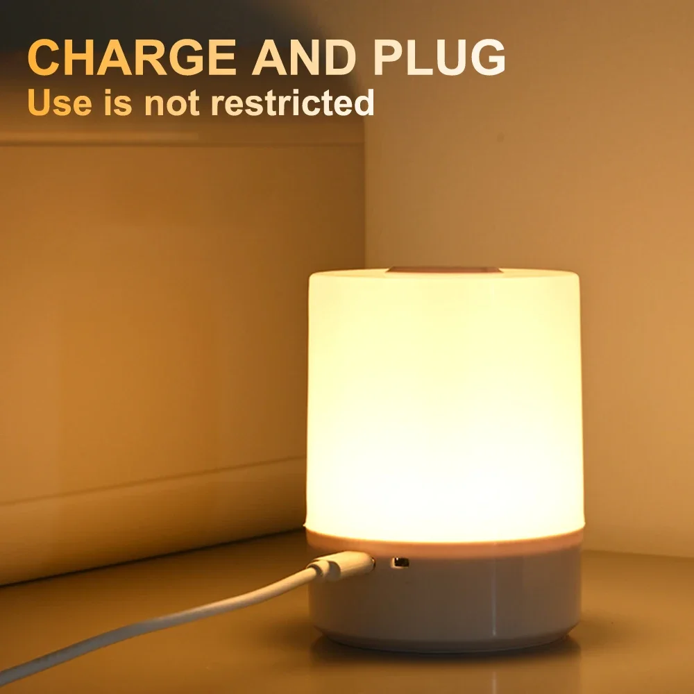 اللمس ليلة مصباح 3 طرق يعتم غرفة نوم أباجورة USB شحن ضوء الليل الضوء المحيط لينة ضوء الجدول مصباح للأطفال هدية