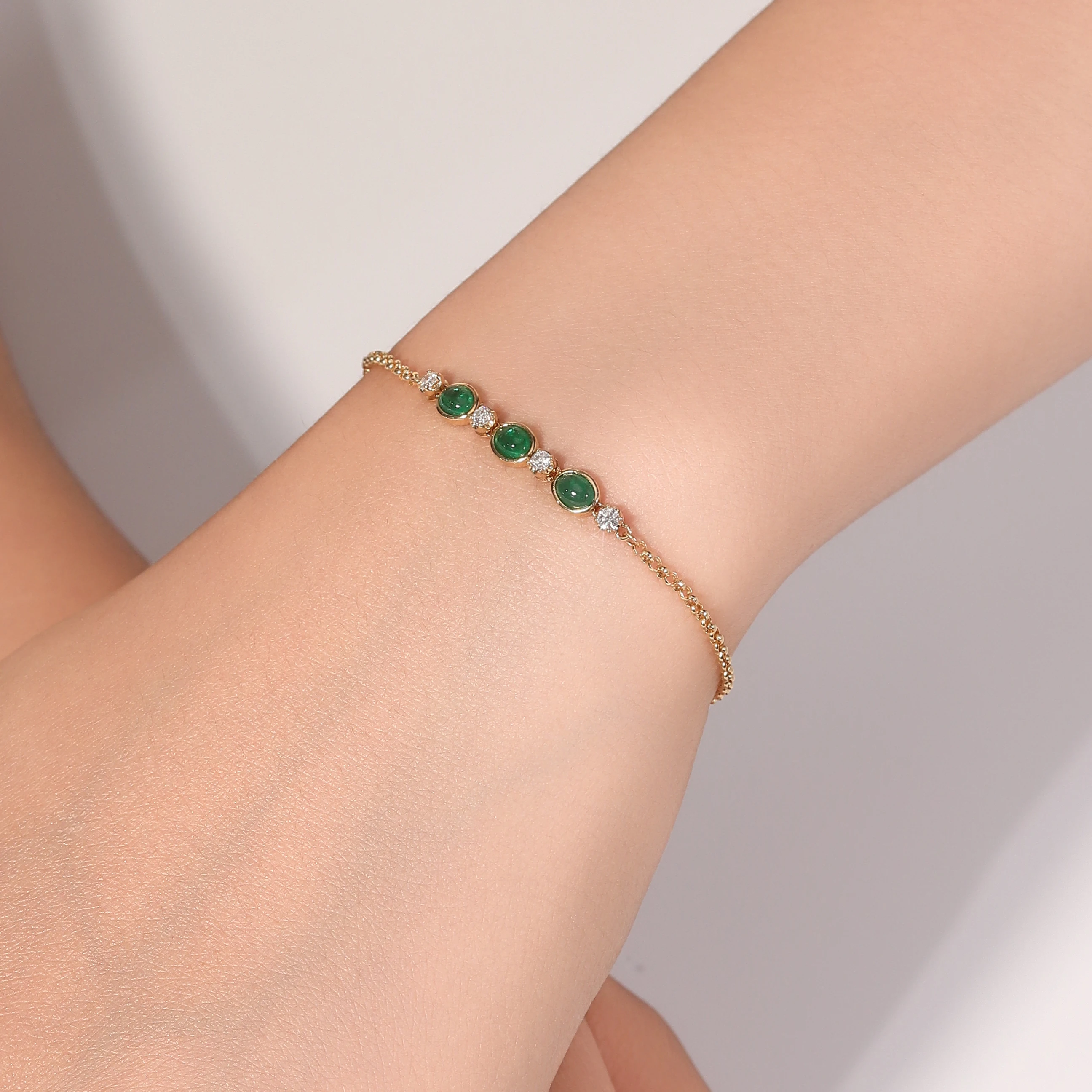 

Браслет из изумруда в стиле прованс, 18-каратное золото, лабораторные драгоценные камни, элегантный свадебный, помолвочный, повседневный винтажный браслет, женские рождественские подарки