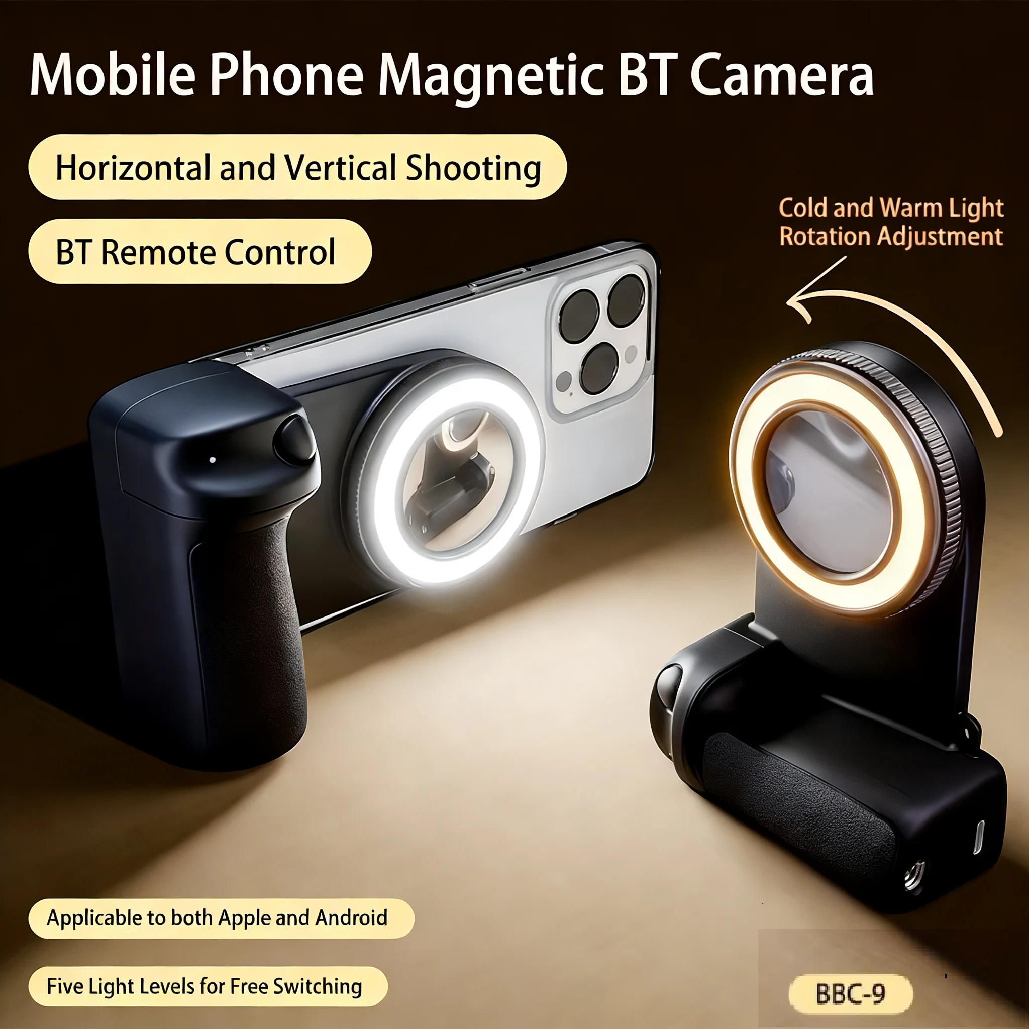 Magsafe Magnetic Smartphone Camera Handle Bluetooth Anti-shake Vlog Selfie Stabilizer Grip With Fill Light For IOS Android phone