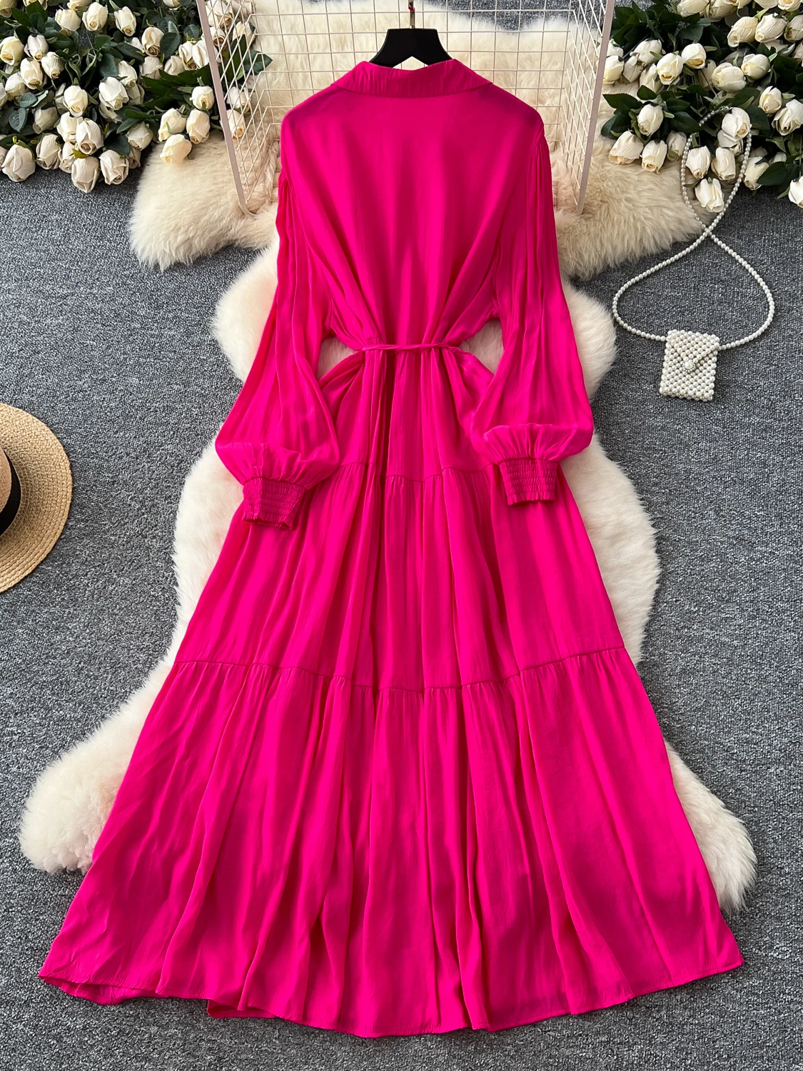 กระโปรงทรงเอเอวสูงสไตล์เกาหลี ผูกเอว ผ้าบางเบา สำหรับผู้หญิง ฤดูร้อน รุ่น Fairy T Long Dr