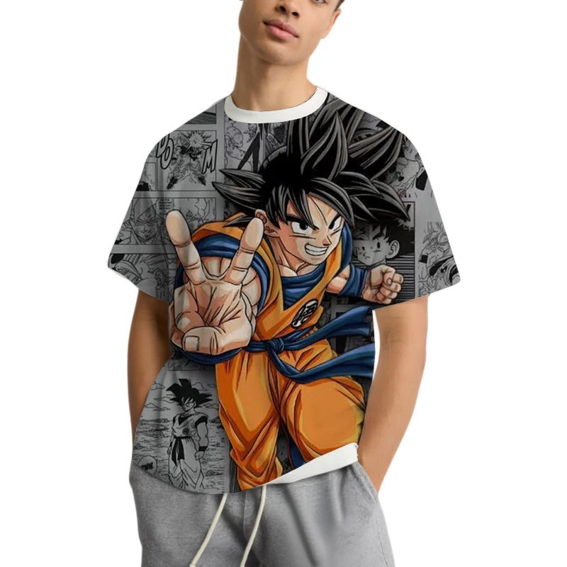 2025 verão venda quente animação dragon ball impressão manga curta adulto crianças juventude moda lazer esportes manga curta
