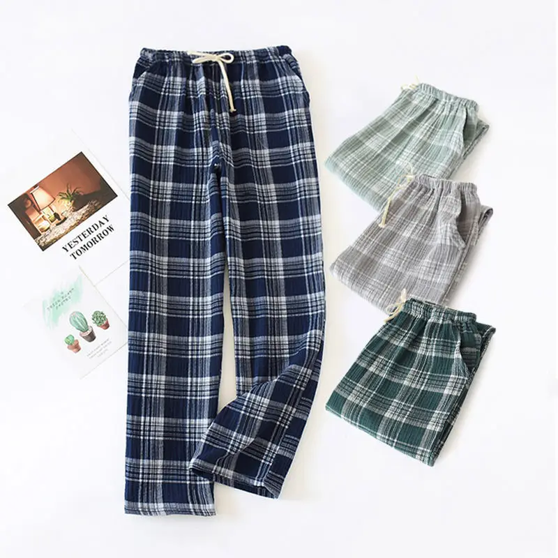 2024 New Style Trending Cotton Plaid Trousers Home Furnishing Cotton Panties Pajamas Cotton Men Sleeping Down Home Wear R111