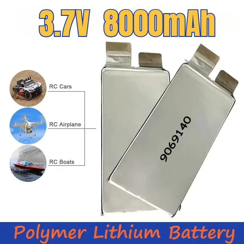 

Высокоскоростная модель дрона, аккумулятор 30C, разряд 9069140, 3,7 В, 8000 мАч для модели корабля дрона, модель автомобиля, DIY Lipo батареи