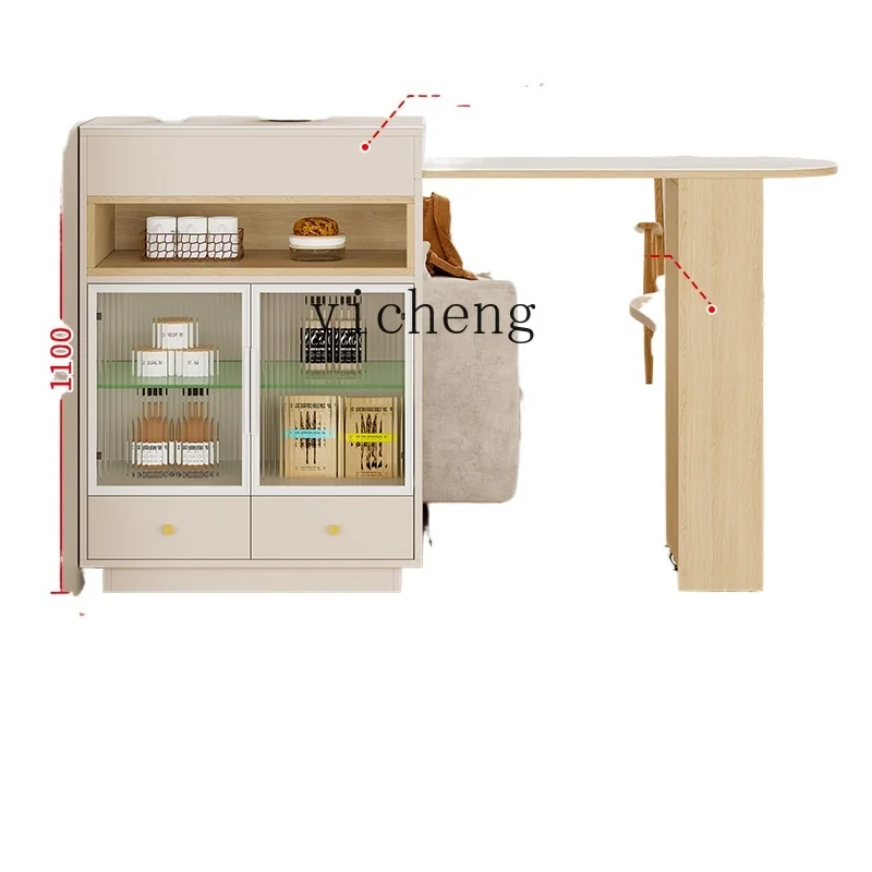 

Tqh Entrance Cabinet Living Room Hallway Sideboard Cabinet Integrated Retractable Stone Plate Bar Counter