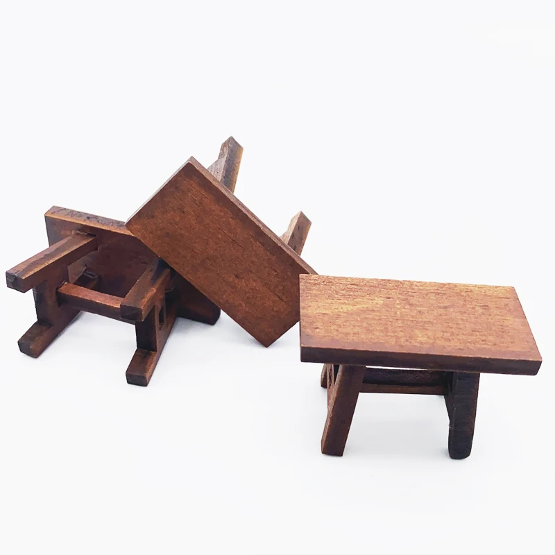 Mini Simulation Bank Retro Holz Stuhl Modell Puppenhaus Zubehör Miniatur Möbel Kinder Spielen Haus Wohnzimmer Spielzeug