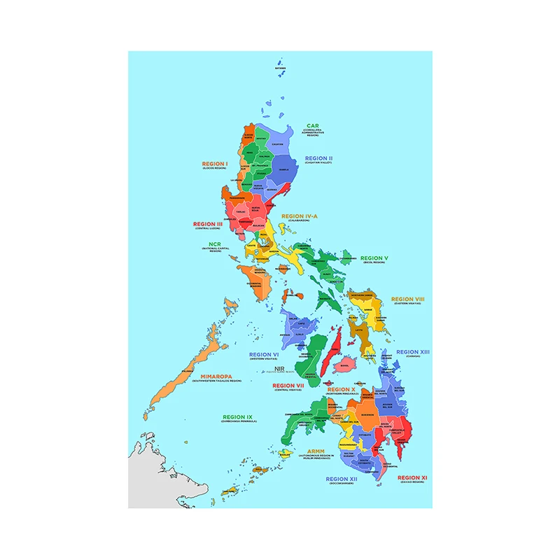 100*150 см карта Филиппин настенная АДМИНИСТРАТИВНАЯ КАРТА в английском художественном плакате Нетканая холщовая картина для гостиной домашний декор
