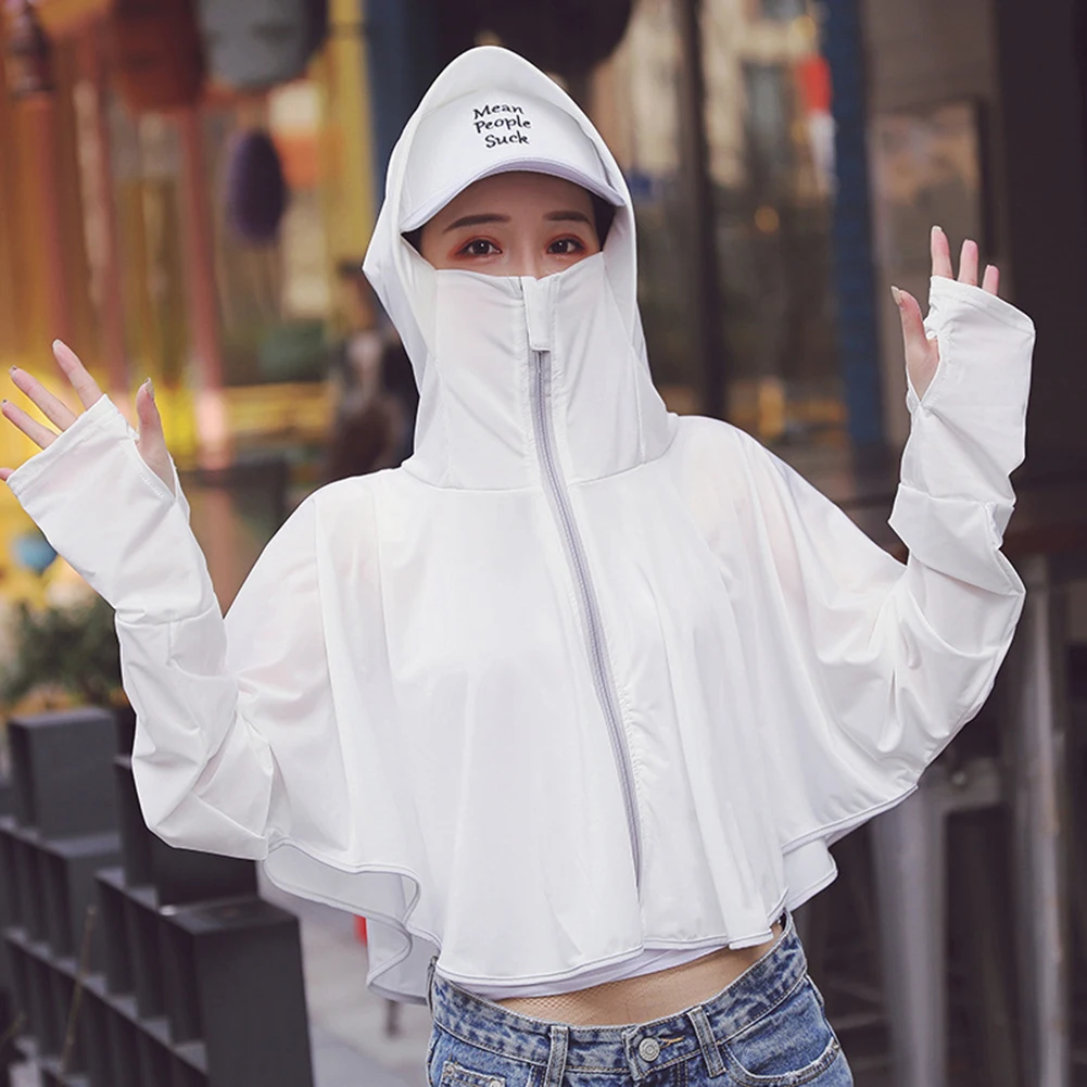 For Women Hooded Sun Protection Fir Casual Ice Silk Long Sleeves Moderate Elasticity Regular Solid Color Fashion Hot