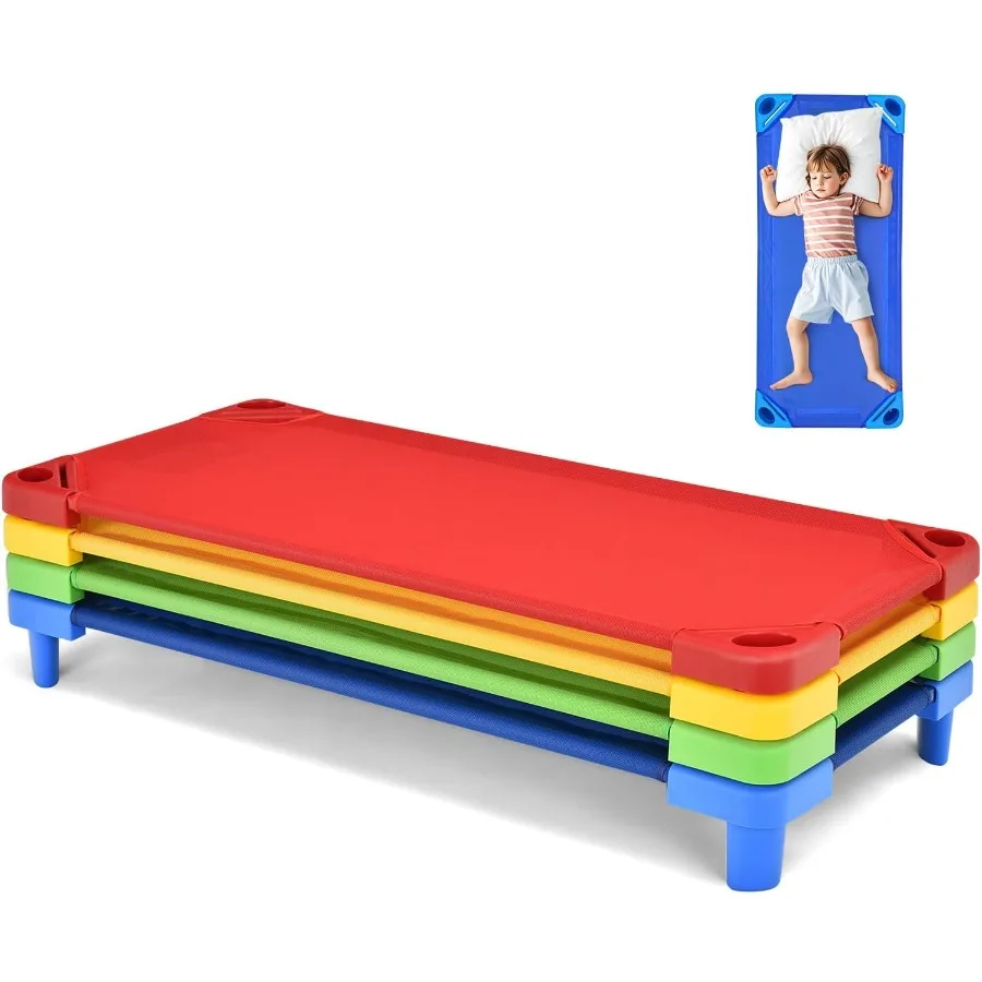 

Stackable Daycare Cots 51 L x 22.5 W Portable Nap Cots for Toddlers with Easy Lift Corners Space-Saving Toddler Beds for Presch
