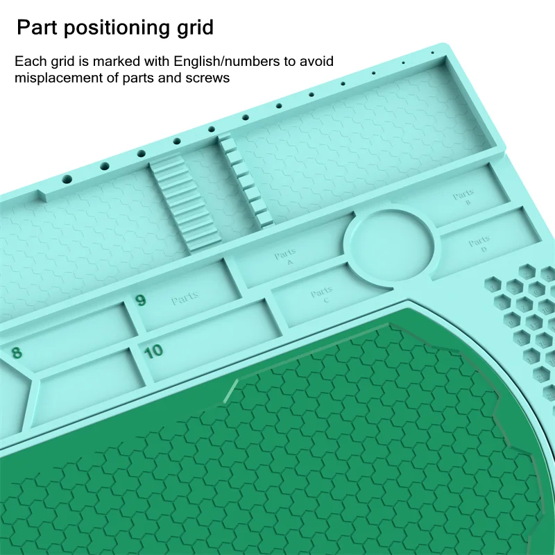 TE-736 2 in 1 Magnetic Silicone Repair Mat High Temperature Resistant Soldering Pad With Parts Positioning Storage Grooves