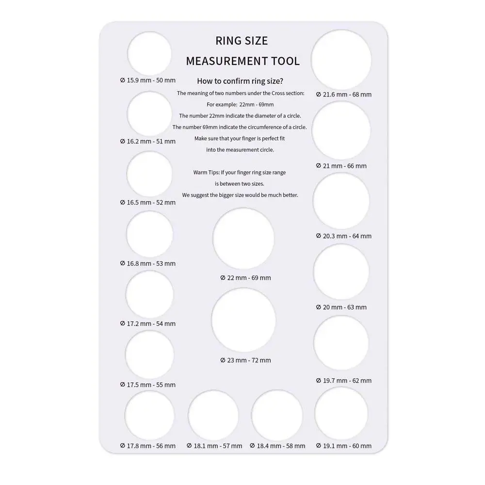 Accesorio de diámetro de anillo, medidor de anillo americano, tablero de tamaño de dedo, anillo, palo de mandril, tamaño de anillo, tarjeta, anillo de mesa, tablero de tarjeta medidor
