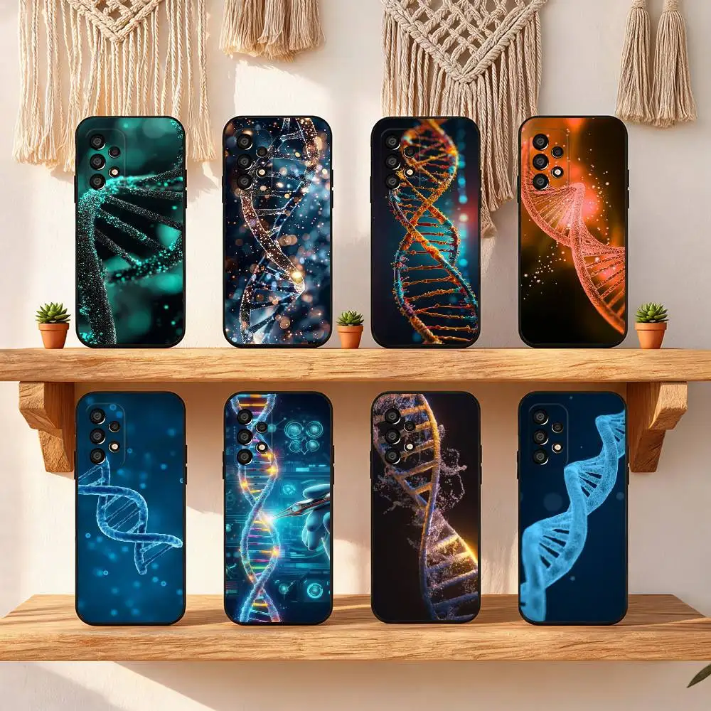 DNA Double Helix Phone Case For Samsung Galaxy S25 S24 S23 S22 S21 S20 S10 S10E Ultra Plus FE Note 20 Ultra Black Cover