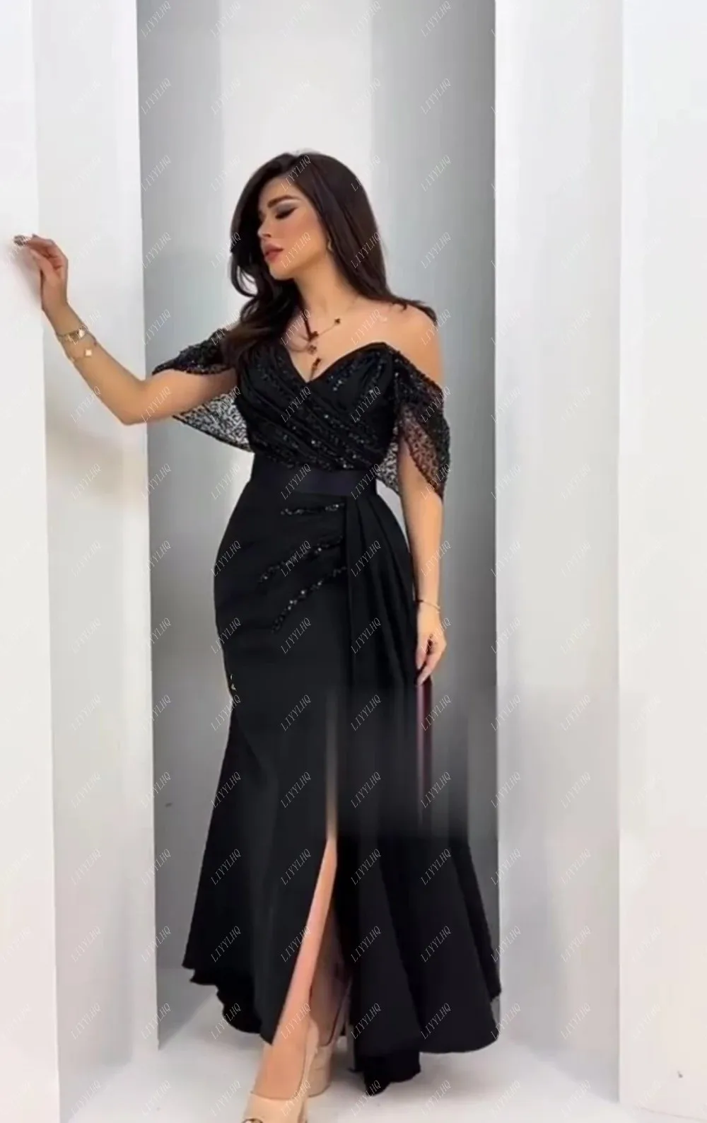 LIYYLHQ In Dubai Sweetheart Black Mermaid Prom Dresses Ankle Length Formal Sexy Cocktail Party Gowns For Women 2024