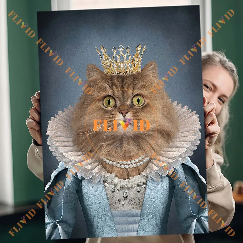 

Custom Cat Dog Madam Lady Vintage Royal Portrait Poster Wall Art Canvas Painting Wall Pictures For Living Room Unframed