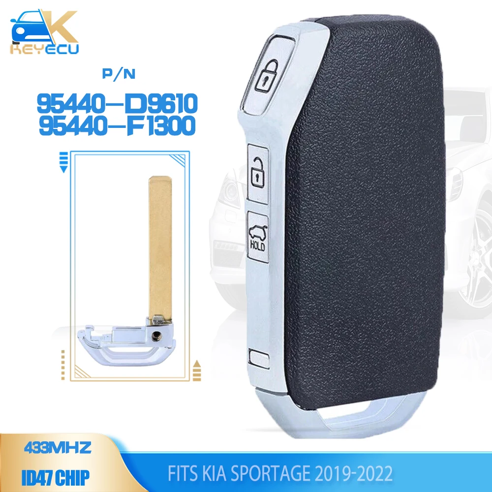 KEYECU P/N: 95440-D9610 / 95440-F1300 Smart Remote Key Fob 433.92MHz NCF2951X / HITAG 3 / 47 Chip for Kia Sportage 2019 -2022