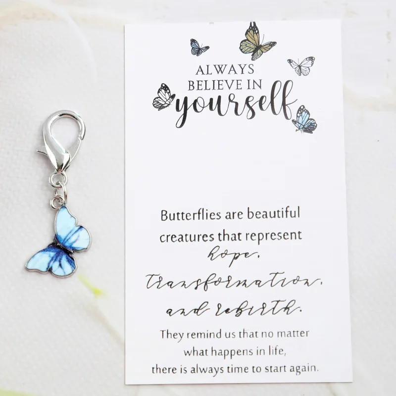 10A creative butterfly keychain，Comes with an inspirational card，Very suitable for decorating bags、As a party favor、Travel gifts