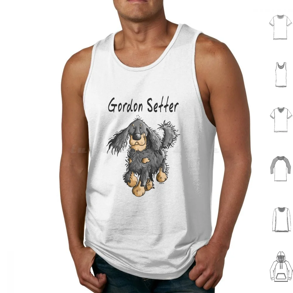 Happy Gordon Setter-Dog-Dogs-Comic-Gift-Cartoon Tank Tops Vest Sleeveless Gordon Setter Gordon Setters Puppy Comic Dog Dogs