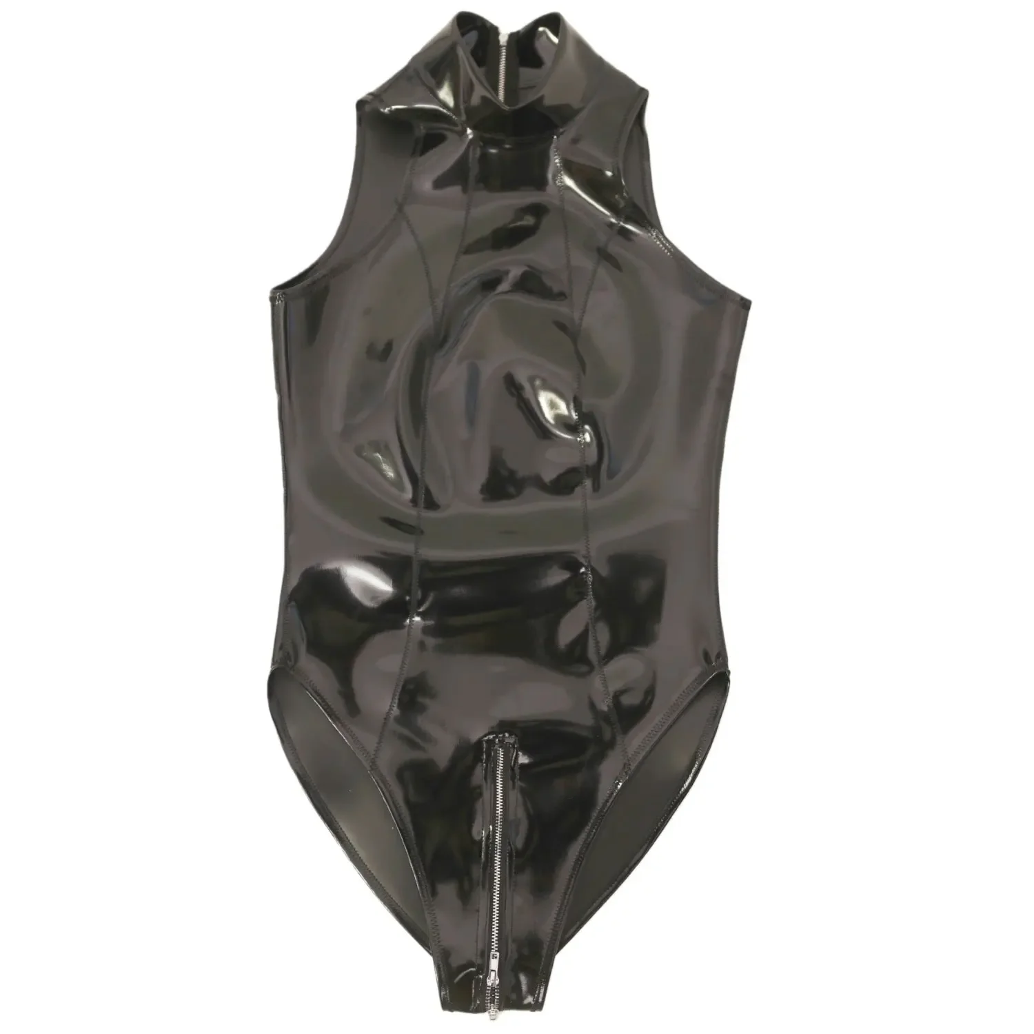 

Сексуальные женские стринги с высоким вырезом, боди, топы на молнии с открытой промежностью, модные тканевые латексные колготки для горничной, ночной клуб, сценический танец, купальник из искусственной кожи