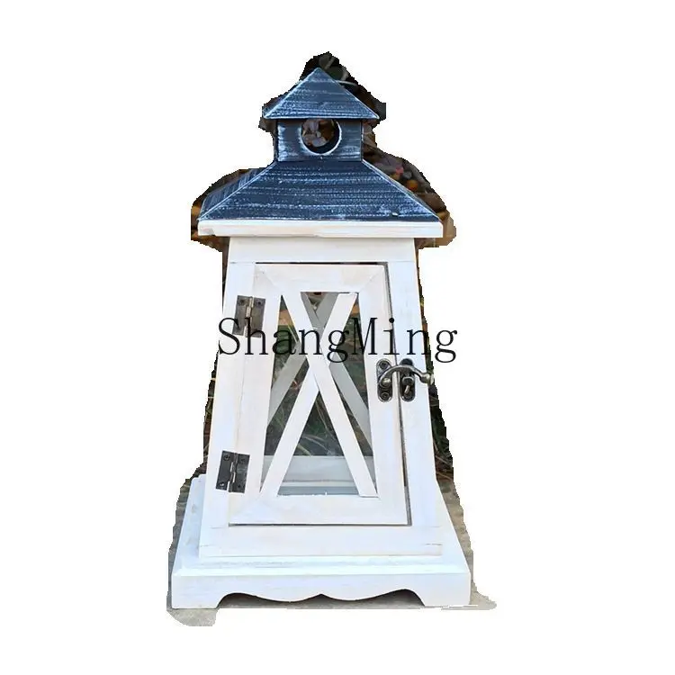 

DSA retro wood wood candle holder wrought iron ornament candle holder decoration portable creative crafts