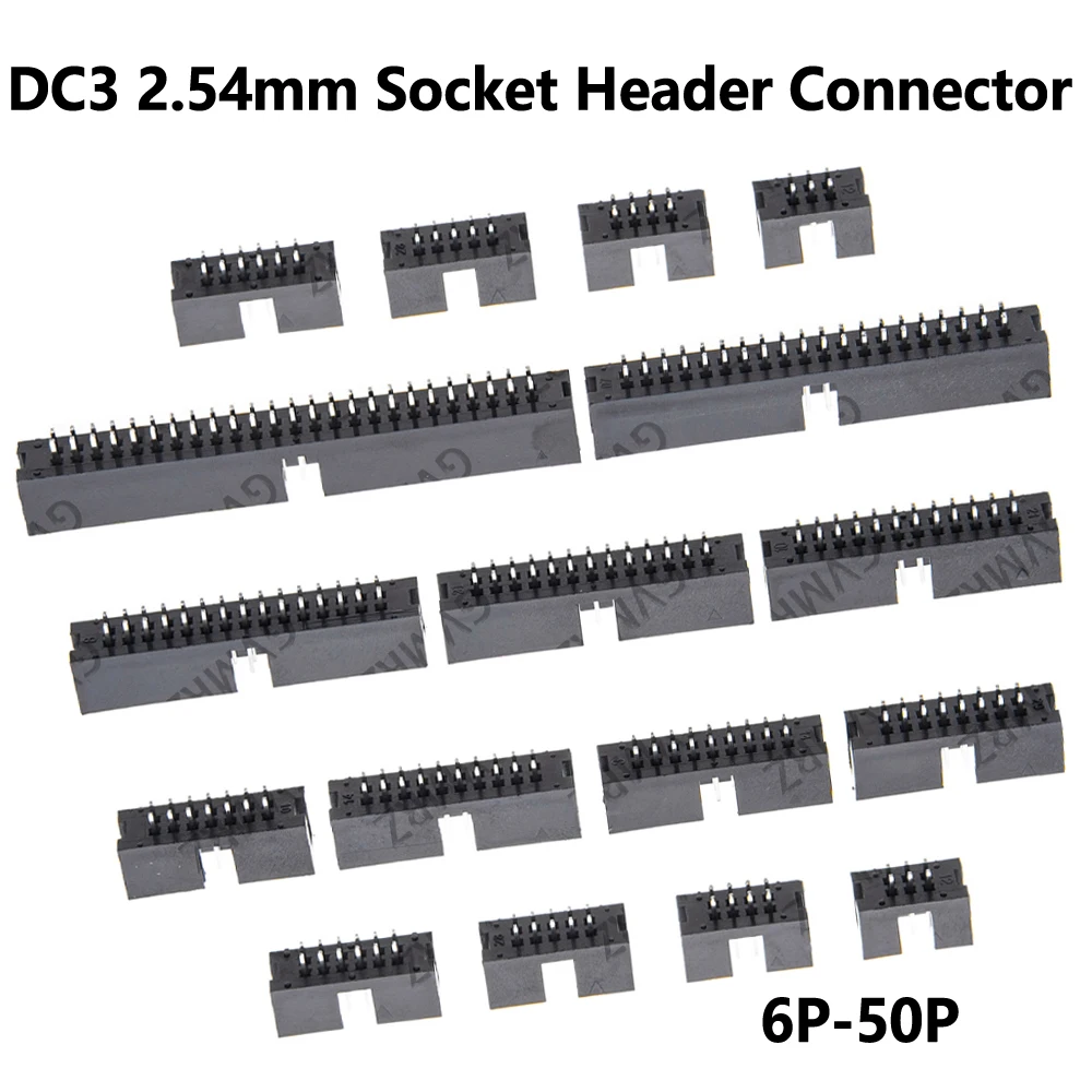 10pcs 40P 50P 6P 8P10P 14P 16PDC3 2.54mm Socket Header Connector ISP Male Double-spared Straight needle  24P 26P 30P 40P