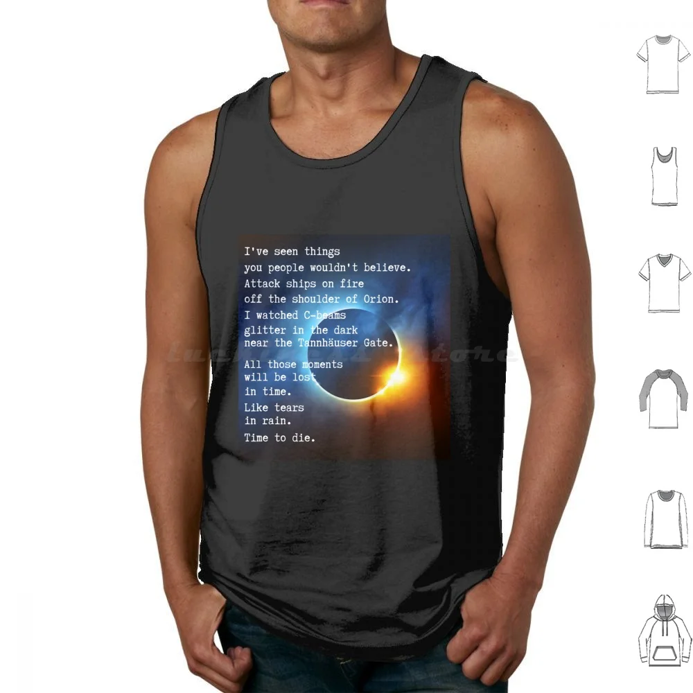 He visto cosas que tu gente no cree. Como lágrimas en la lluvia. Camisetas sin mangas de algodón con estampado de películas, citas de Sci Fi, Roy Batty